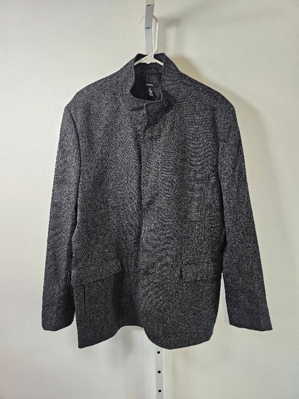 Alfani Jacket Blazer Gray Zip Snap Checked Office Casual XL